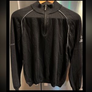 XFC HOLLAS XL BLACK MERINO WOOL Sweater 1/4 Zip Black Diamond Logo Gray Accents